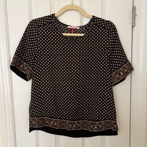 Scotch & Soda | Black Patterned Short Sleeve Blouse